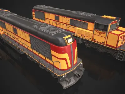 American Locomotive videogame asset Low-poly 3D model
