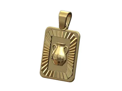 Roman urn faceted sunrays pendant charm 3D print model
