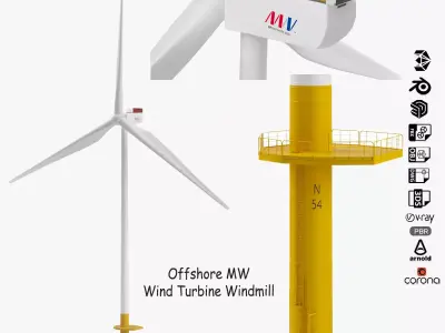 Wind Turbine Offshore MW Windmill 3D model