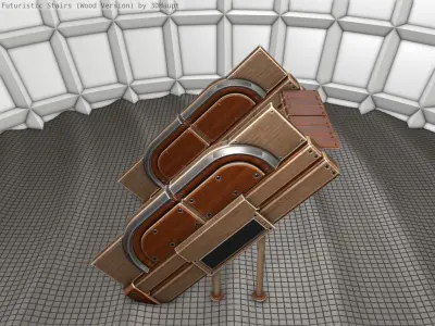 Wood Stairs - Construction Element 24 Low-poly 3D model