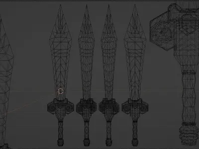 Stylized hand-painted sword Low-poly 3D model