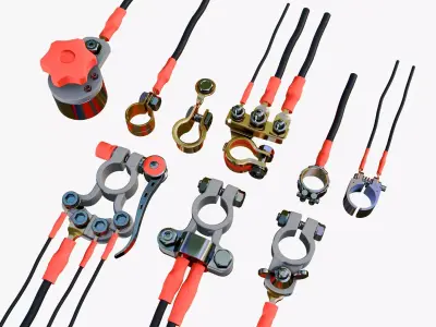 Battery Terminal Clamp Set M1 3D model