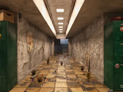 Abandoned 1970 Locker Hallway 3D model