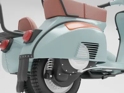 Vespa Sprint  With Sideca Low-poly 3D model