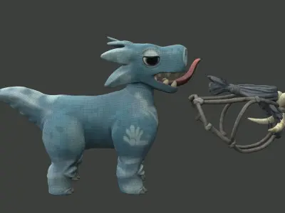 Dino and Spears Free low-poly 3D model
