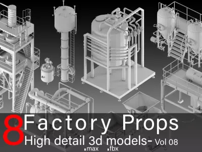 8 Factory Props- High detail 3d models- Vol 08 Low-poly 3D model