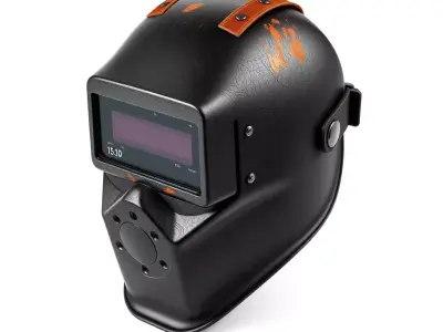Worn Industrial Welding Helmet Low-poly 3D model