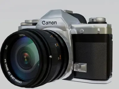 Canon AT-1 Retro Camera with Lens Low-poly 3D model