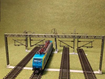 Catenery Gantry Four Track Wide 1-87 FDM 3D print model