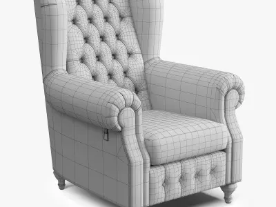 Armchair of Sherlock Low-poly 3D model