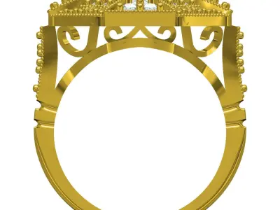 Antique Designer Art Deco Style Ring for Women 3D print model
