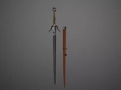 low poly sword two swords Free low-poly 3D model
