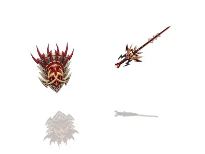 Thunder Thorn - Sword and Shield Low-poly 3D model