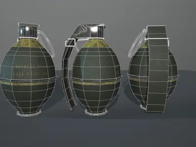 Lowpoly Grenade three grenades Low-poly 3D model