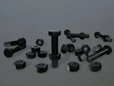Bolts bolt and nut Low-poly 3D model 23