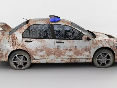 Destroyed Police Car 3D model