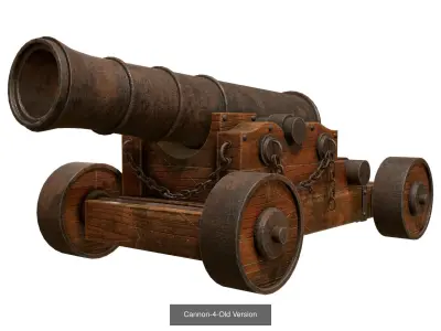 Old Cannon Set 1 3D Model Pack