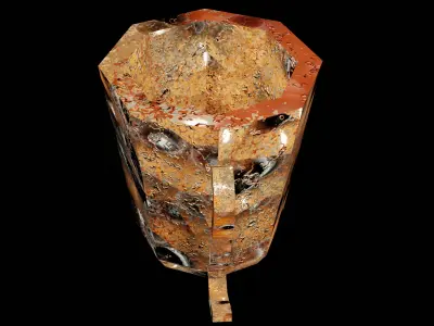 Metal cup with surface damaged paint weathered  Free low-poly 3D model