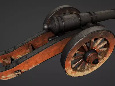 Cannon - Low Poly old Low-poly 3D model