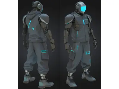 Cyberpunk Robot Future NPC Low-poly 3D model