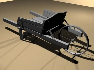 Old fashioned wheel barrow Free low-poly 3D model