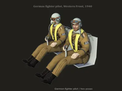 German fighter pilot ww II 3D model