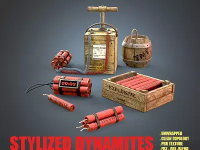 Stylized Dynamites Low-poly 3D model