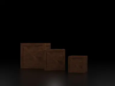Crate three wooden boxes Low-poly 3D model