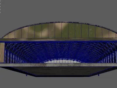 Large aircraft hanger shed type K from world war 2 Low-poly 3D model