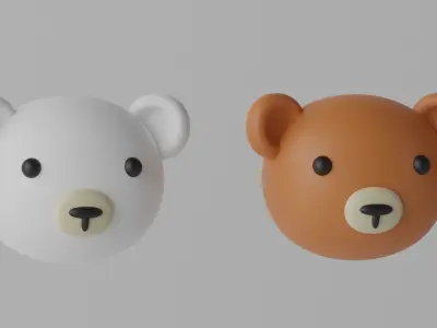 Cartoon Cute Bear Head 3D model