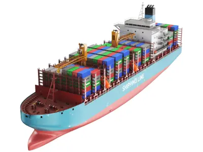 Two Detailed Ships Containers And Tanker 3D model