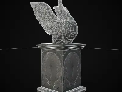 Swan Statue  Low-poly 3D model