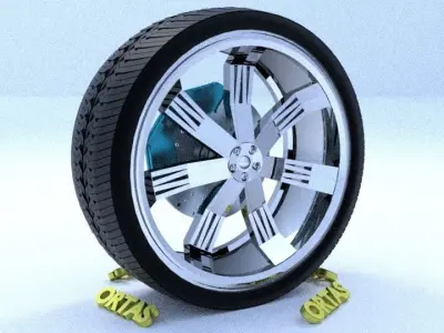 ORTAS CAR RIM 8 GAME READY RIM TIRE AND DISC 3D model