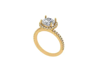Single Stone With Side Stone Ring 3D print model