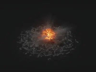 3D Artillery Grenade Explosion Animation 3D model