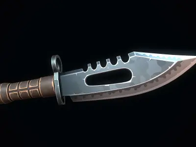 Stylized Military Knife Low-poly 3D model purchase