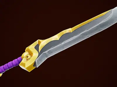 Stylize Sword With Gold Low-poly 3D model