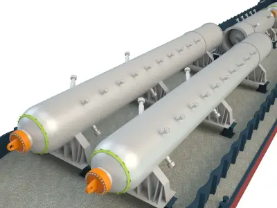 Cargo Barge Oil Refinery Low-poly 3D model