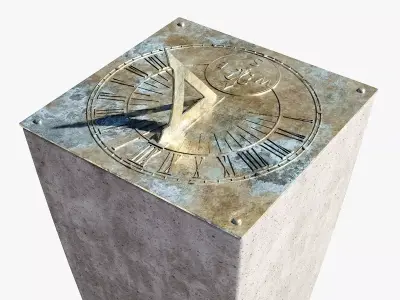 Brass Sundial And Concrete Plinth 3D model