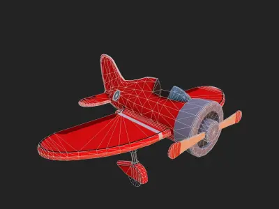 Cartoon low-poly airplane Low-poly 3D model