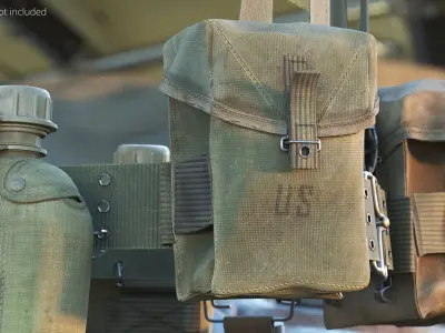 Retro Military Marked Ammo Pouch US Olive Old 3D model