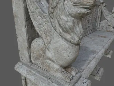 Antique Stone Bench Low-poly 3D model