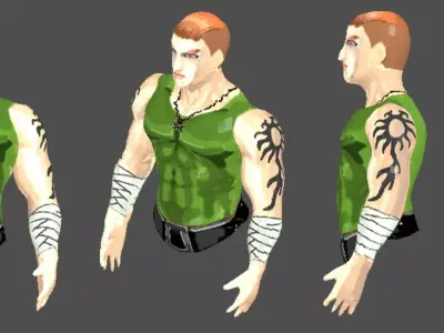 Low Poly Hand Paint Soldier Torso Free low-poly 3D model