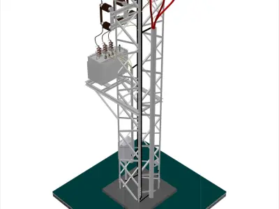 Cable Feeded Tower Transformer Station Free 3D model