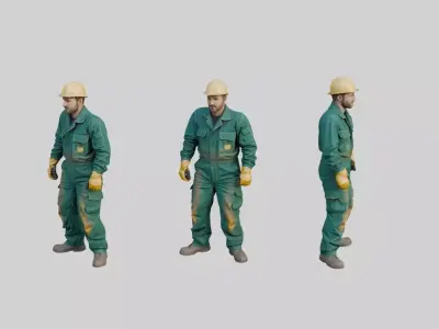 Industrial Worker Rigged and Animated Low-poly 3D model