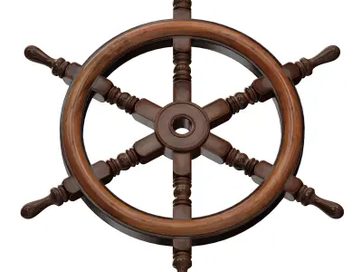 Wooden sea steering wheel 3D model
