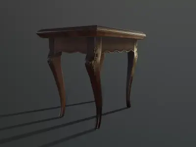 Antique 3D Side Table with Carvings Low-poly 3D model