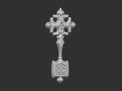 Cross antique carved jewel 3D print model