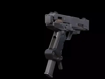 Cyberpunk Energy Pistol PBR Tactical Sidearm FBX Blender Low-poly 3D model