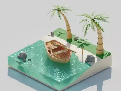 Wooden Boat Free 3D model purchase
